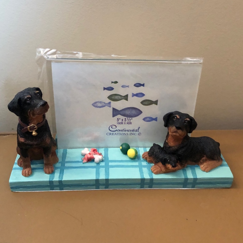 Rottweiler Mom Dad & Puppy Dog Breed Resin/Ceramic Photo Frame Gift Boxed NEW